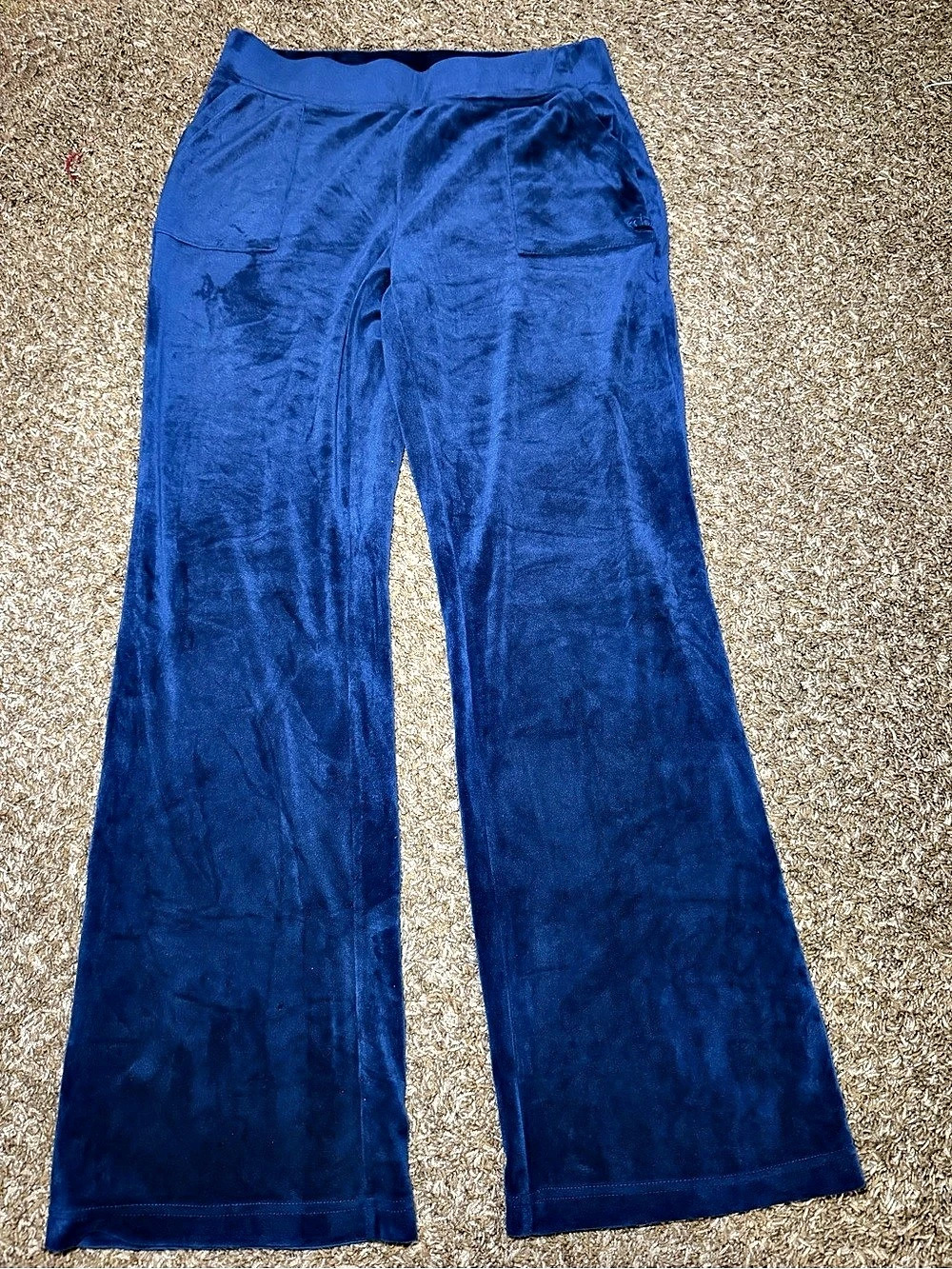 Y2K Style Juicy Couture Royal Blue Velour Flare Track Pants Small